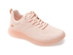 Pantofi sport SKECHERS roz, BOBS GEO, din piele ecologica