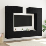 VidaXL Set de cabine TV din 8 piese montate pe perete din lemn aglomerat de stejar negru