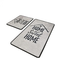 Set 2 Covorase baie Casa, 60 x 100 cm, 50 x 60 cm, Antiderapant, Alb/Negru
