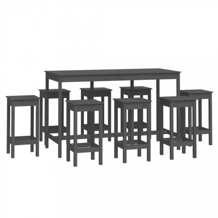 Set mobilier de bar, 9 piese, lemn masiv de pin