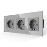 Cumpara ieftin Priza tripla Luxion cu rama din sticla gri, design modern