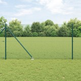 VidaXL Gard din s&acirc;rmă sudată cu 7 posturi cu v&acirc;rf Verde 1.4x10 m Oțel