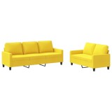 Cumpara ieftin Set de canapele cu perne, 2 piese, galben deschis, textil