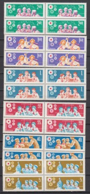 ROMANIA 1968 LP 674 PIONIERI BLOCURI DE 4 TIMBRE MNH foto