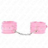 KINK - PREMIUM FUR LINED WRIST RESTRAINTS PINK WITH PINK BELT ADJUSTABLE 17-29 CM X 6 CM, KINK WRIST RESTRAINT