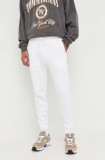 Hollister Co. pantaloni de trening culoarea alb, neted
