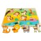 Puzzle Montessori din Lemn pentru Copii, Cyrax, 0-3 Ani, Model Animale din Jungla, Educativ, Intuitiv, Creativ, 9 Piese, 30x22.5x0.8 cm, Multicolor