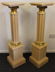 Elegant set de 2 coloane,piedestale din marmura cu elemente din bronz foto
