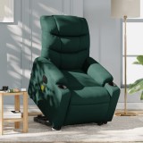 vidaXL Fotoliu electric masaj rabatabil / ridicare verde &icirc;nchis textil