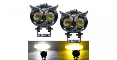 Proiector LED 50W cu Lupa Off-Road AutoREY&amp;reg; Auto/Moto SUV ATV Utilaje - tip Bufnita, 2 faze Alb si Galben foto