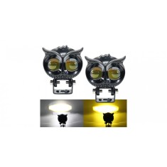 Proiector LED 50W cu Lupa Off-Road AutoREY&reg; Auto/Moto SUV ATV Utilaje - tip Bufnita, 2 faze Alb si Galben