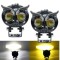Proiector LED 50W cu Lupa Off-Road AutoREY&reg; Auto/Moto SUV ATV Utilaje - tip Bufnita, 2 faze Alb si Galben