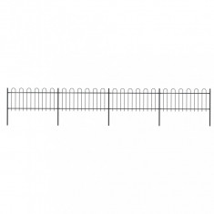 vidaXL Gard de grădină cu vârf curbat, negru, 6,8 x 0,8 m, oțel