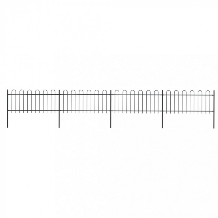 vidaXL Gard de grădină cu v&acirc;rf curbat, negru, 6,8 x 0,8 m, oțel
