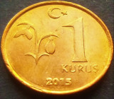 Moneda 1 KURUS - TURCIA, anul 2015 *cod 708 = A.UNC