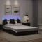 vidaXL Cadru de pat cu lumini LED negru/alb 140x190 cm piele ecologică 3214020