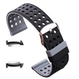 Curea silicon cu doua fete, adaptoare compatibile Samsung Gear Fit 2, Gri/Negru
