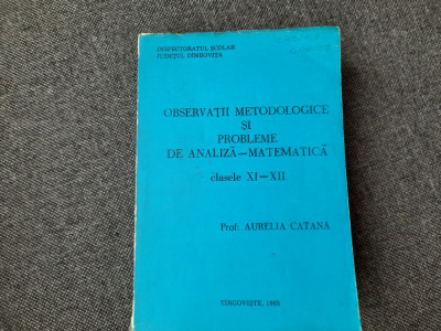 AURELIA CATANA OBSERVAII METODOLOGICE SI PROBLEME DE ANALIZA MATEMATICA XI-XII foto