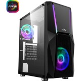 Carcasa PC Fort, RGB, fara sursa, ATX, Middle Tower, Black, nJOY