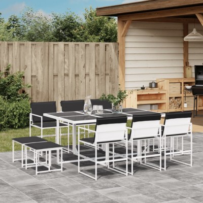 Gossi set mobilier de gradina, 11 piese, cu perne, alb, textilena foto