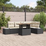 VidaXL Set de masă pentru grădină 6 pcs Negru, Crem 100 x 55 x 73 cm
