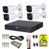 Kit supraveghere Dahua 4 Camere 2MP IR 40m Lentila 2.8mm IP67, DVR 4 Canale 5MP, Accesorii montaj + Autocolant Rovision SafetyGuard Surveillance