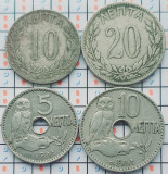 Set 4 monede Grecia 5, 10, 20 lepta 1894 1895 1912 George I km 57 59 62 63 A032, Europa