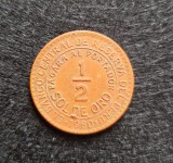 Moneda Peru 1/2 Sol de Oro 1960 km # 220 alama 27 mm tiraj mic, America Centrala si de Sud