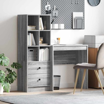 vidaXL Birou cu spațiu de depozitare 2 pcs sonoma gri 70 x 40 x 76 cm 3337310 foto