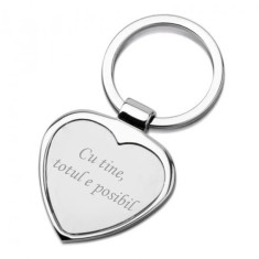 Breloc Gravat in Forma de Inima cu Textul "Cu tine, totul e posibil"