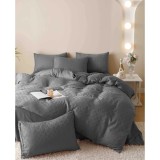 Cumpara ieftin Lenjerie de Pat Finet Jacquard PREMIUM, Pat Dublu, 6 Piese, Gri Inchis - JO192