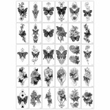Cumpara ieftin Set 30 tatuaje temporare cu fluturi si motive florale, rezistente la apa, aplicare usoara, baza de apa, 10 x 6 cm, negru