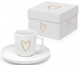 Set ceasca cu farfurioara Espresso - Pure Gold Heart Matte