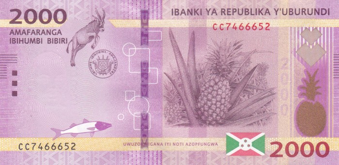 Bancnota Burundi 2.000 Franci 2018 - PNew UNC ( vezi descriere )
