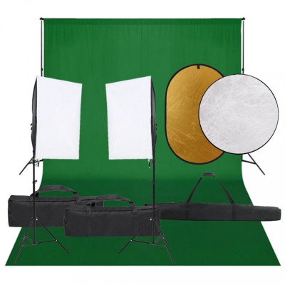 Kit studio foto cu set de lumini, fundal si reflector GartenMobel Dekor foto