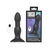 Vibrator anal TOOSH Vibrating Butt Plug, cu telecomandă, 10 funcții de vibrație, din silicon, 11.5 cm inserabili, negru