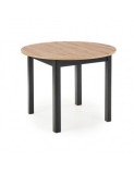 Masa bucatarie si living extensibila HM Ringo, blat MDF, 6 persoane, 102-142x102x76 cm, stejar/negru
