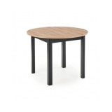 Masa bucatarie si living extensibila HM Ringo, blat MDF, 6 persoane, 102-142x102x76 cm, stejar/negru