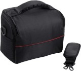 Cumpara ieftin Geanta pentru umar REDQUIT , pentru camera foto DSLR, impermeabila, rezistenta la uzura, negru/rosu, 26 x 19 x 14 cm