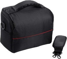 Geanta pentru umar REDQUIT , pentru camera foto DSLR, impermeabila, rezistenta la uzura, negru/rosu, 26 x 19 x 14 cm