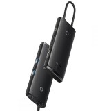 DOCKING Station Baseus Lite, conectare PC USB Type-C, USB 3.0 x 2, USB Type C x 1 PD, HDMI x 1/4K/30Hz, card reader SD/microSD, negru &quot;WKQX050101&quot; (ti