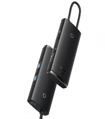 DOCKING Station Baseus Lite, conectare PC USB Type-C, USB 3.0 x 2, USB Type C x 1 PD, HDMI x 1/4K/30Hz, card reader SD/microSD, negru &quot;WKQX050101&quot; (ti