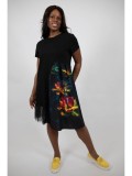 Cumpara ieftin ROCHIE MIDI ASIMETRICA CU MANECA SCURTA SI TUL DRAGONFLY TALIE UNICA Multicolora
