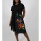 ROCHIE MIDI ASIMETRICA CU MANECA SCURTA SI TUL DRAGONFLY TALIE UNICA Multicolora