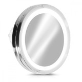 Oglinda Cosmetica cu LED Navaris, Marire 5x, Ventuze, Argintie, Rotunda, Iluminata, Machiaj Ten