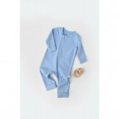 Salopeta cu fermoar cu maneca lunga si pantaloni lungi - 100%bumbac organic - Bleu, BabyCosy (Marime: 12-18 Luni)