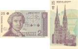 1991 (8 X), 25 Dinara (P-19b) - Croaţia - stare UNC