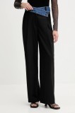 Desigual pantaloni din l&acirc;nă DENIMWAIST culoarea negru, 25WWPW03