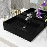 Chiuvetă cu orificiu robinet, ceramică, 51,5x38,5x15 cm, negru, vidaXL