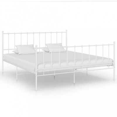 vidaXL Cadru de pat, alb, 200x200 cm, metal foto